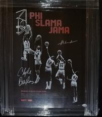 HAKEEM & DREXLER AUTOGRAPHED DUAL SIGNED PHI SLAMA JAMA PIECE 202//231